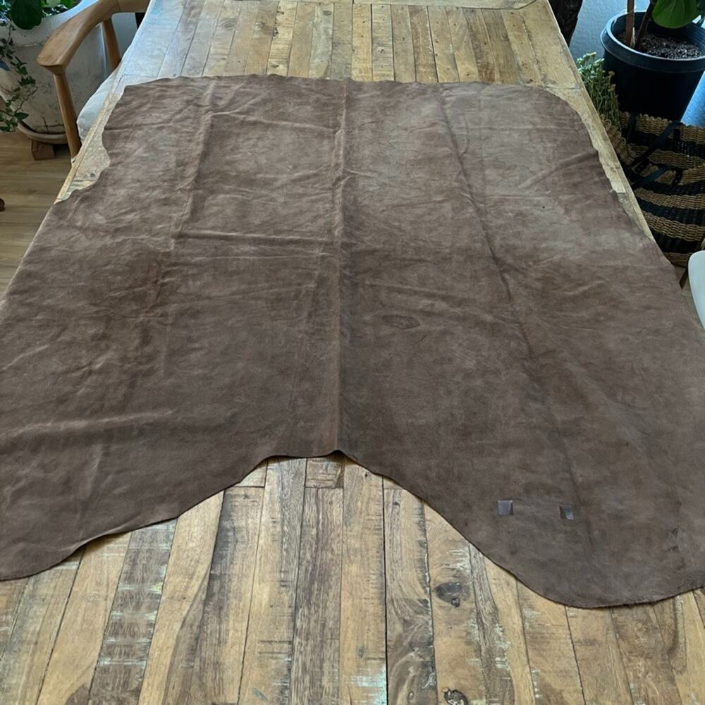 Genuine Cowhide Suede Leather Skin Organic Shape For Crafting or Upholstery